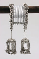 Shinning Ghungroo Bangle Set With Silver Tassel Bangles, Latkan Wedding Bangles for Girls, Lightweight Jewelry Bridal Bangles