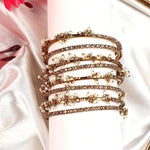 8 Bangles - Designer Pearl Bangles -Indian Bangles -Bridesmaid Gift- Gold Plated Pearl Bangles, Indian Wedding Bangles - Bridesmaid Jewelry