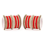 Indian Velvet Bangles Set Designer Bangles Set Choora Bangles Pearl & Kundan Bridal Bangles Set Wedding jewelry (Set of 2)