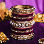 Indian Velvet Bangles Set Designer Bangles Set Choora Bangles Pearl & Kundan Bridal Bangles Set Wedding jewelry (Set of 2)