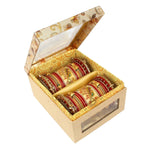 Traditional Ganesha Rajwadi chuda, Bridal chuda, Dulhan Bridal Art Stones Bangles Set, Jaipur Rajasthani Indian chura, Red Green Chura Set