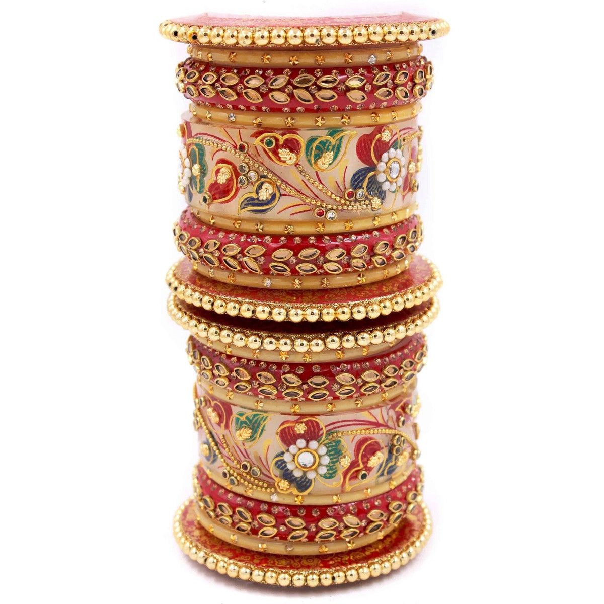 Traditional Rajwadi chuda, Bridal chuda, Dulhan Bridal Gold Beaded Bangles Set For Women and Girls, Jaipur Rajasthani Indian chura Set