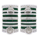 Pastel Bridal Bangle Set with Silver Kundan Jhumki, Indian wedding Tassel Bangles Set Woman Jewelry Bangle Set