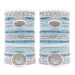 Pastel Bridal Bangle Set with Silver Kundan Jhumki, Indian wedding Tassel Bangles Set Woman Jewelry Bangle Set