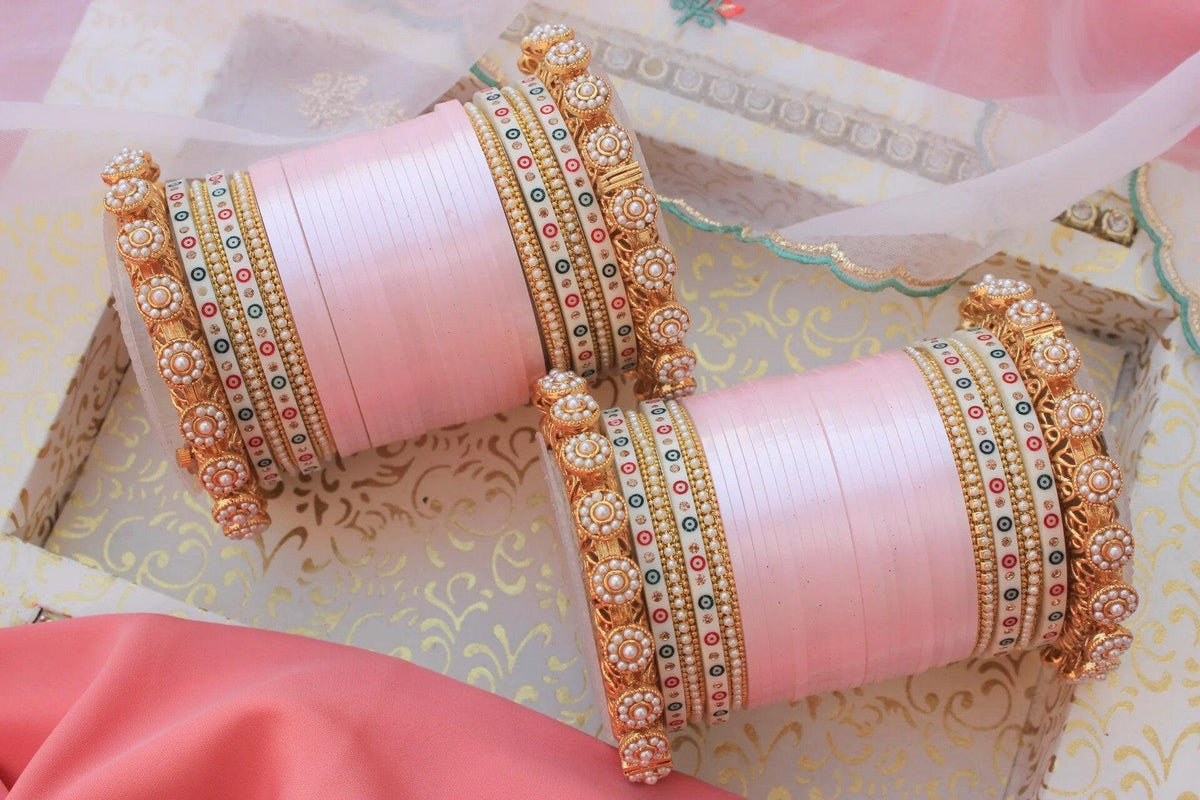 Bridal Chura with Pacheli Rajwadi Kada, Punjabi Chuda Wedding Bangles, Punjabi Choora, Pakistani Choora, Punjabi Chooda