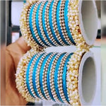 Blue Pearl bangles set with stone work kada, Indian bangles, Wedding jewelry, festive colorful bangles size 2.4/6/8/10