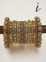 Gold Ranisa Bangle Set with Kundan pearl kada, Bridal bangles, Bridal Choora Set Wedding Eid Karwachauth Navratri Bollywood Choora