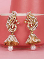 Pearl Jhumka Earrings, Peacock Shape, Pearl drop Earrings, Indian Wedding jewelry, partywear handcrafted designer earrings