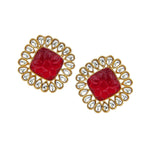 Polki Kundan Stud Earring, For Her | Earrings | Studs | Cubic Zirconia