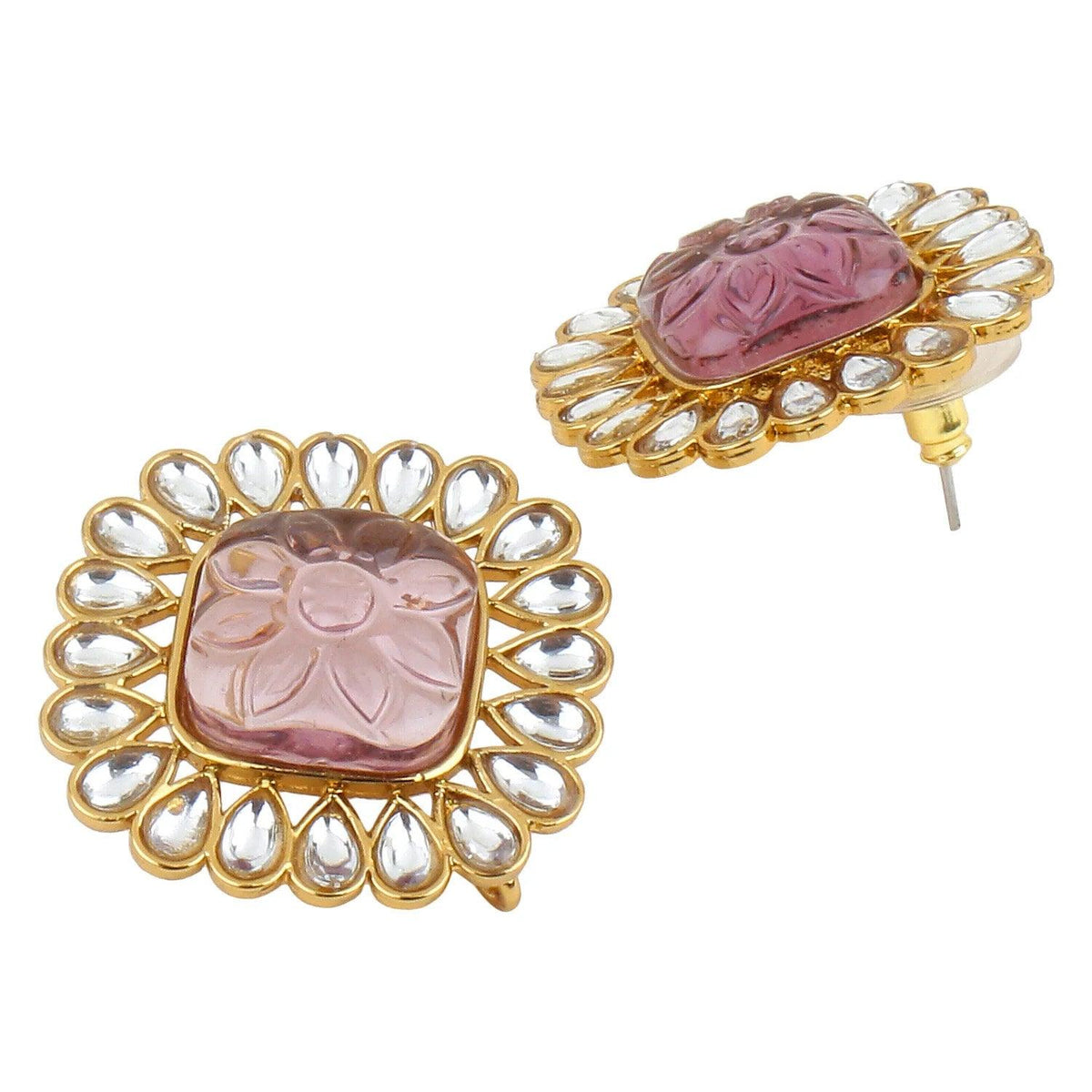 Polki Kundan Stud Earring, For Her | Earrings | Studs | Cubic Zirconia