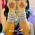 Indian Bangle Set , Bridal Bangles, Traditional Mirror Bangle Set, Brass Metal & Stone Bridal Bangle Set with Jhumki Borders, Indian Jewelry