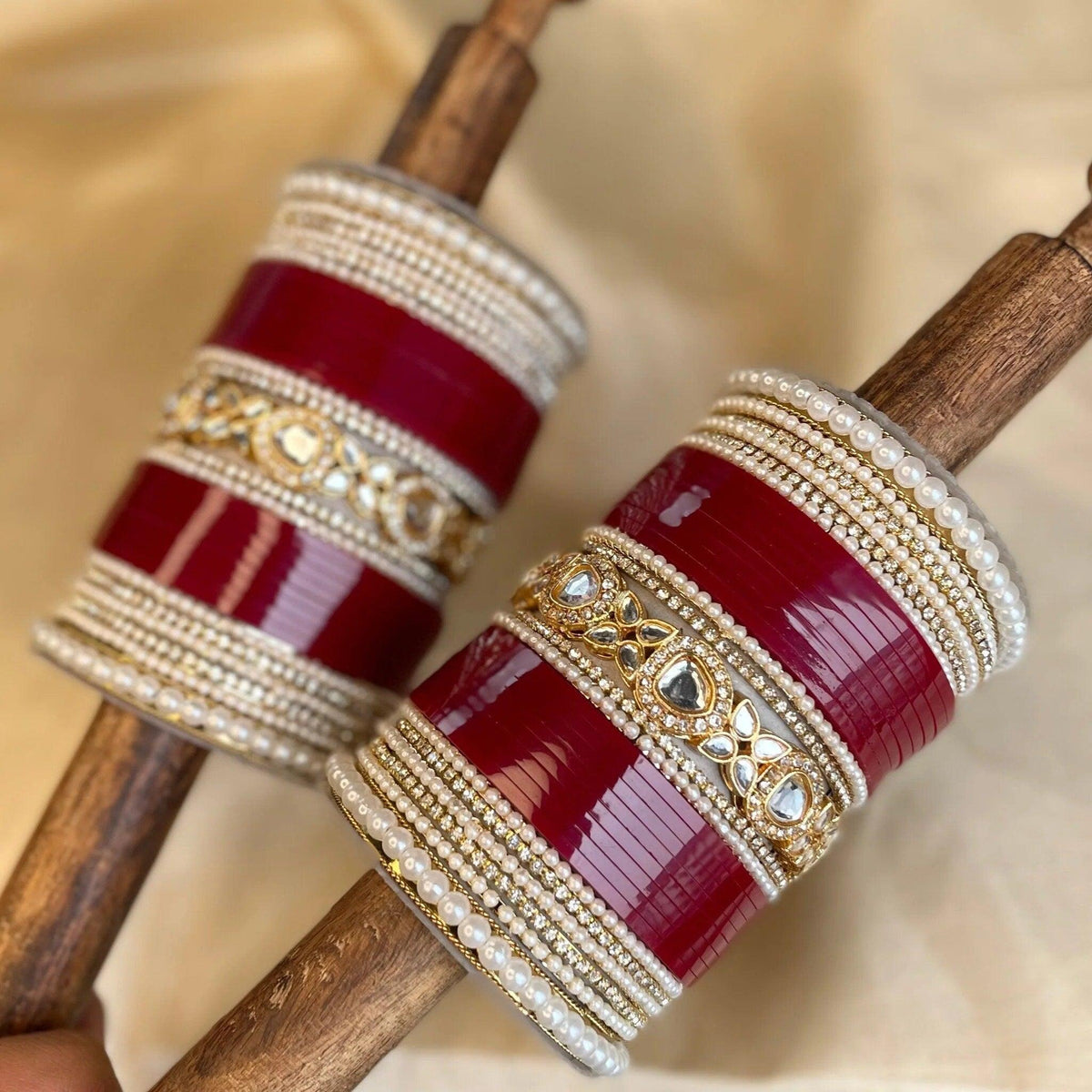 Traditional Indian Wedding Bridal Kundan Chuda, Punjabi Bridal Choora, Punjabi Wedding Bangle Set Chura