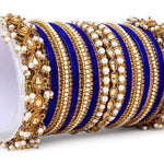 Velvet Bridal Bangles Set With Kundan Pearl Bangles, Indian Pakistani Bridal Bangles With Kundan Velvet Bridal Bangles Lightweight Jewelry