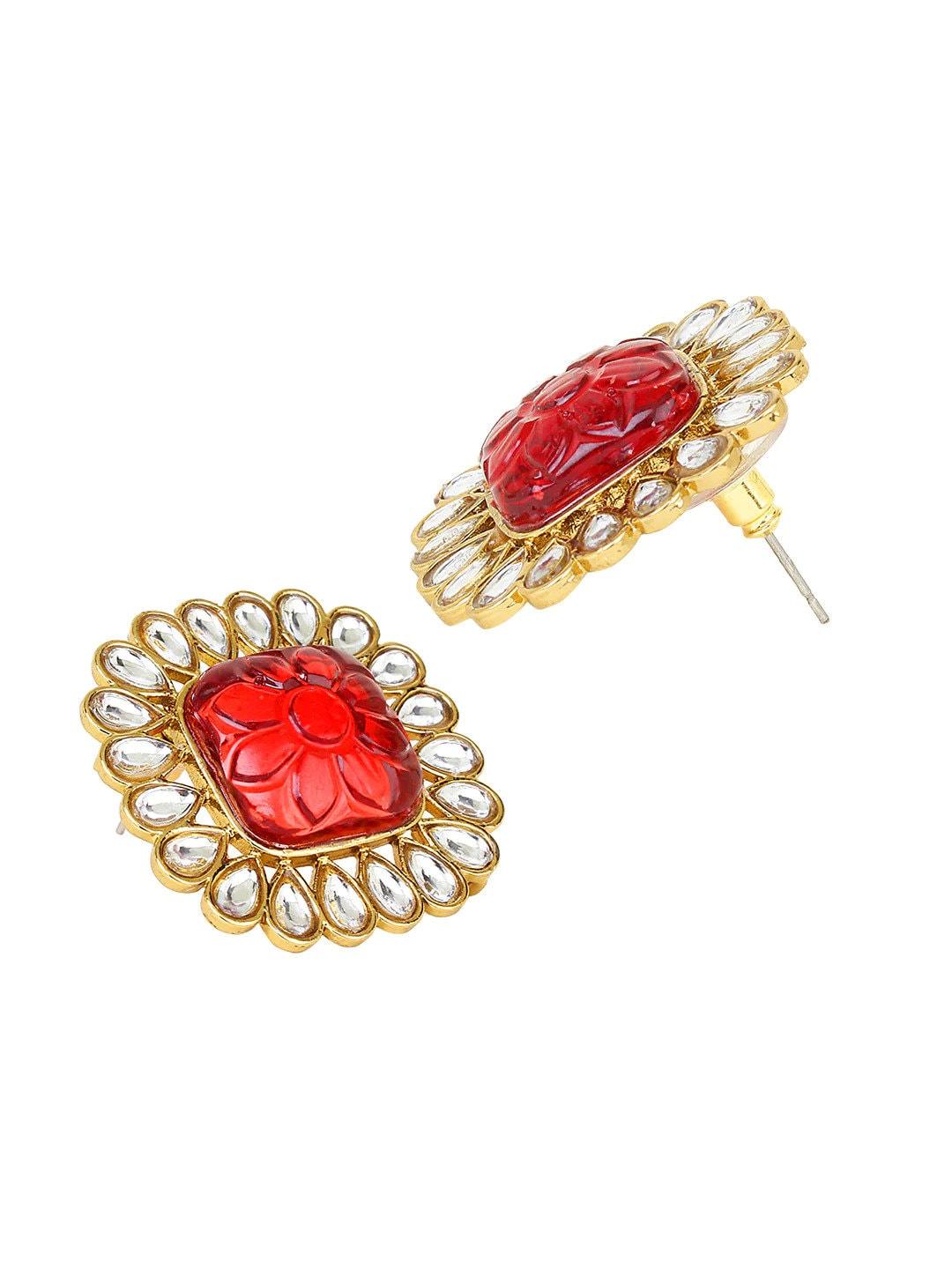 Polki Kundan Stud Earring, For Her | Earrings | Studs | Cubic Zirconia