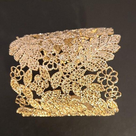 Gold Cuff Bracelet, Gold Bangle, Gold Plated Alloy Antique Cuff Bracelet, Wide Gold Bangle Arm Cuff, Gift For Her, Arm Cuff