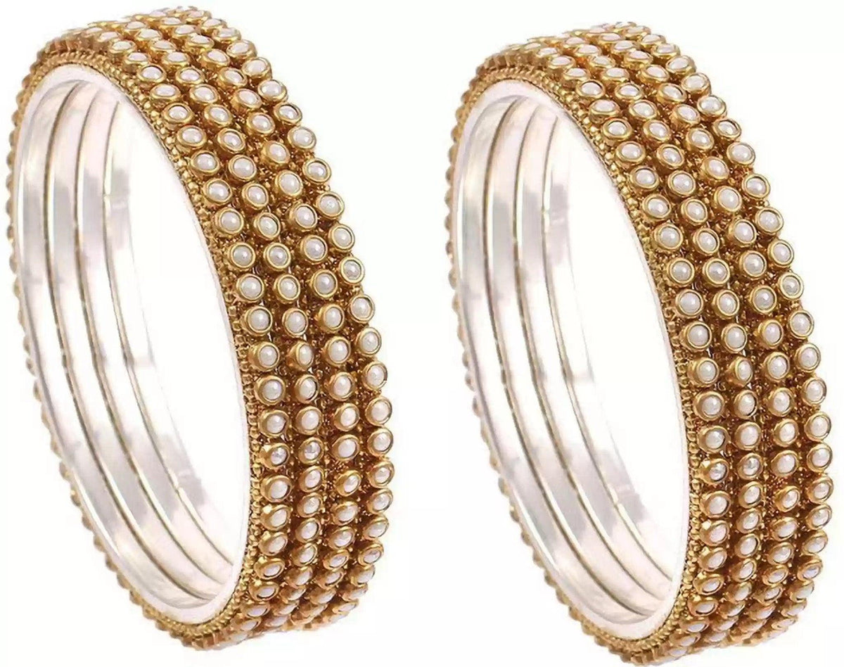 6 Bangles, Gold plated pearl bangles, Indian bangles, wedding jewelry bridal bangles, bridesmaid jewelry, festive bangles, gift for women