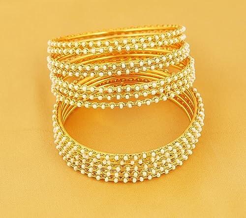 Gold plated pearl bangles