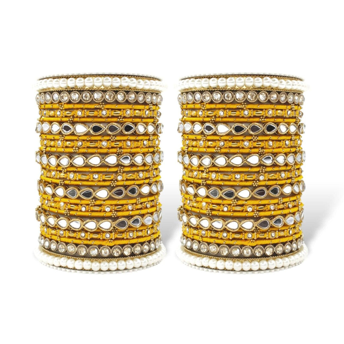 Stone pearl drop mirror bangle wedding Indian asian churiyan bangle set, Mirror kada bangle set, Wedding jewelry, pearl bangles