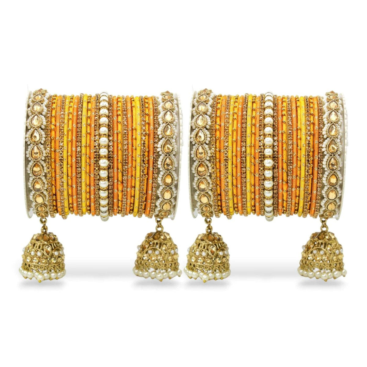 Indian Bangle Set in Different Colors Pearl Bangles Set with Jhumki Borders, Indian wedding Tassel Bangles Set Woman Jewelry Set