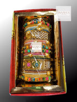 Rajwadi Bangles Choora, Kundan Bridal chuda, Dulhan Bridal Art Stones Bangles Set, Jaipur Rajasthani Indian chura, Multicolor Punjabi Chuda