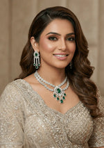 Floral Drop Necklace Set with Matching Earrings | Kundan Polki Indian Jewellery Necklace Set