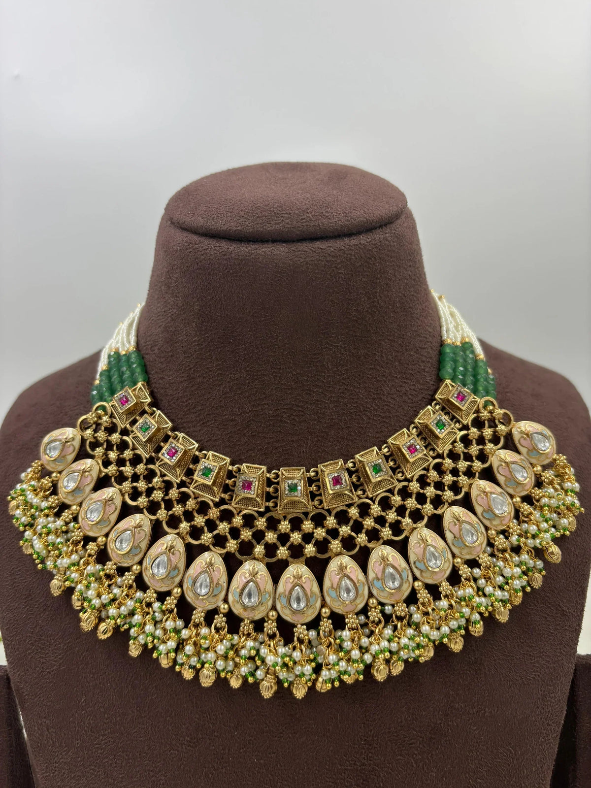 Premium Antique Gold Necklace Set – Traditional Bridal & Party Jewelry