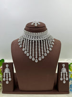 💎 Diamond Vault Premium AD Necklace Set with Maangtika & Earrings – Bridal Elegance Redefined
