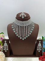 💎 Diamond Vault Premium AD Necklace Set with Maangtika & Earrings – Bridal Elegance Redefined