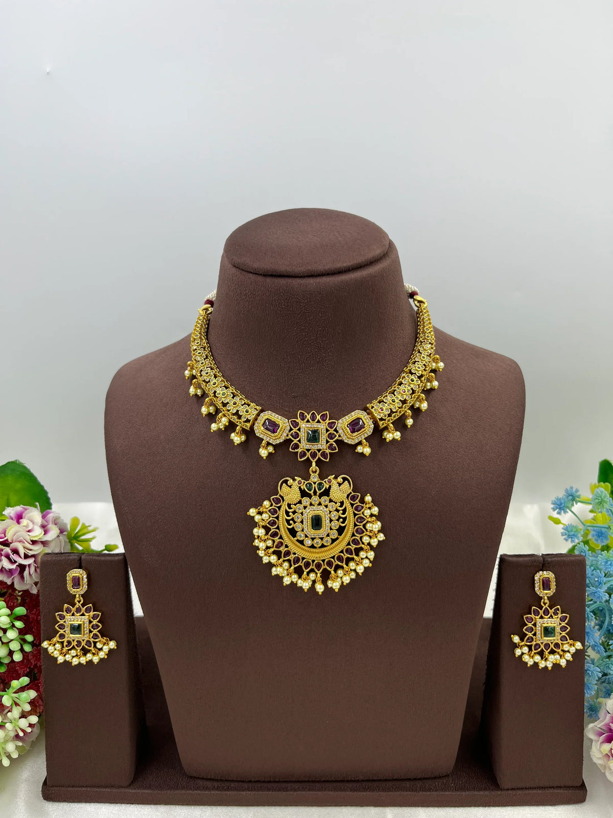 South Indian Temple Necklace Set – Traditional Bridal Jewelry