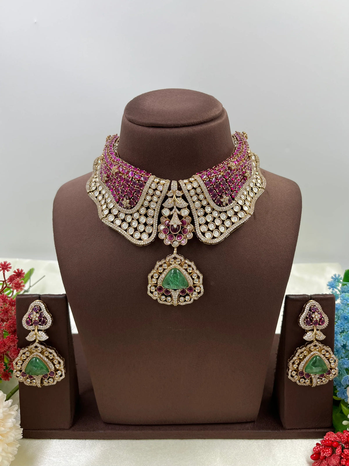 Royal Premium Kundan Necklace Set with Earrings – Royal Bridal Splendor