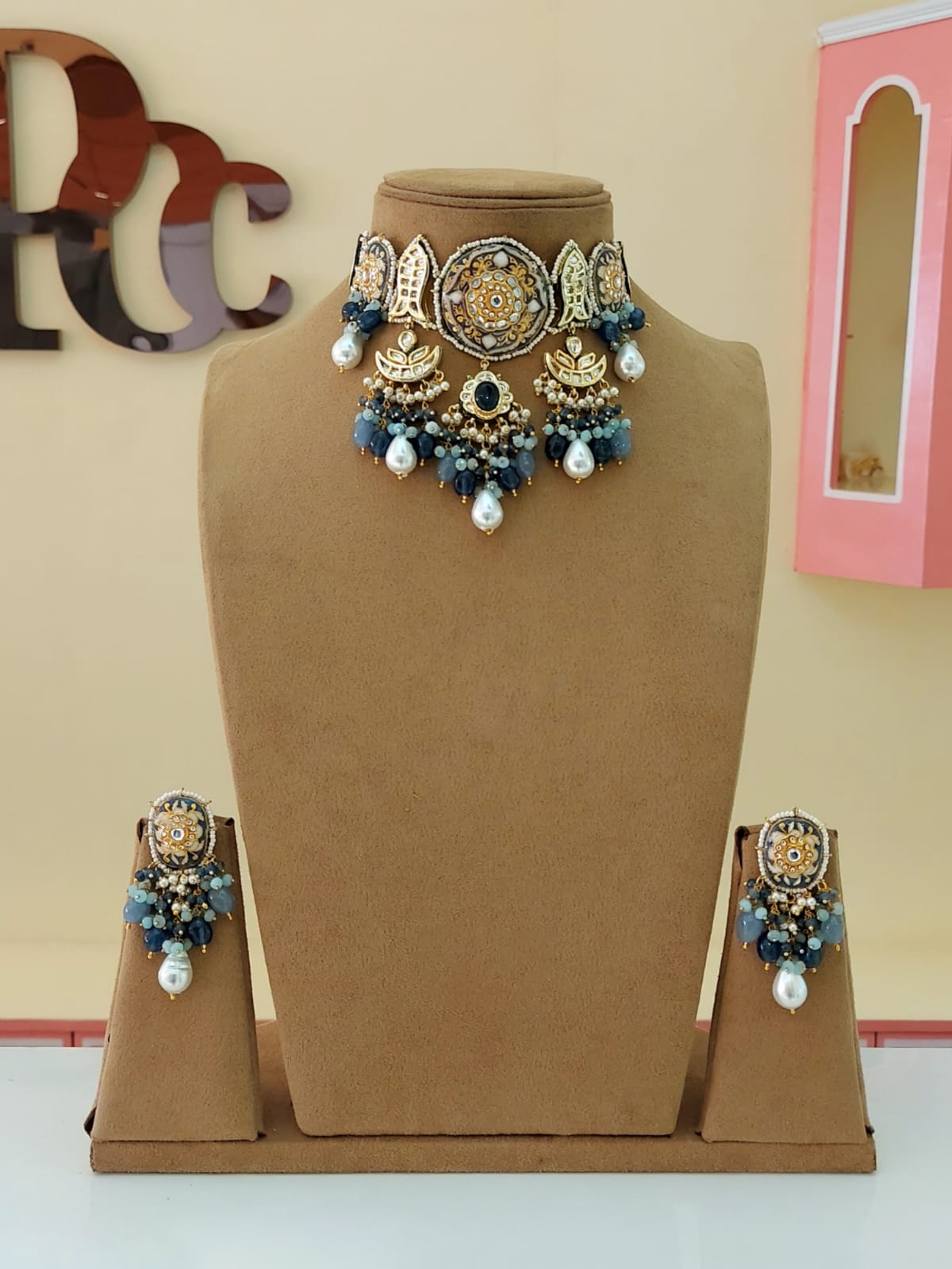 Rajsthani Bridal Ethnic Choker Set, Jaipuri Traditional Jewelry Set, Celebrity Choker Set, Indian Jewelry Set, Pakistani Choker
