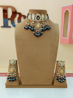 Pakistani Meenakari Wedding Choker Earrings Set, Pakistani Meenakari Jewelry Set, IndianRajsthani Meenakari Jewelry, Meenakari Choker Set