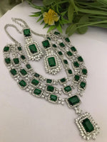 Pakistani Wedding Layered Polki Necklace Earrings Set, Pakistani Layer Polki Jewelry Set, Indian Layered Polki Necklace Set