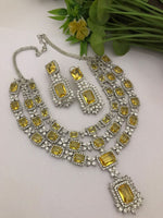 Pakistani Wedding Layered Polki Necklace Earrings Set, Pakistani Layer Polki Jewelry Set, Indian Layered Polki Necklace Set