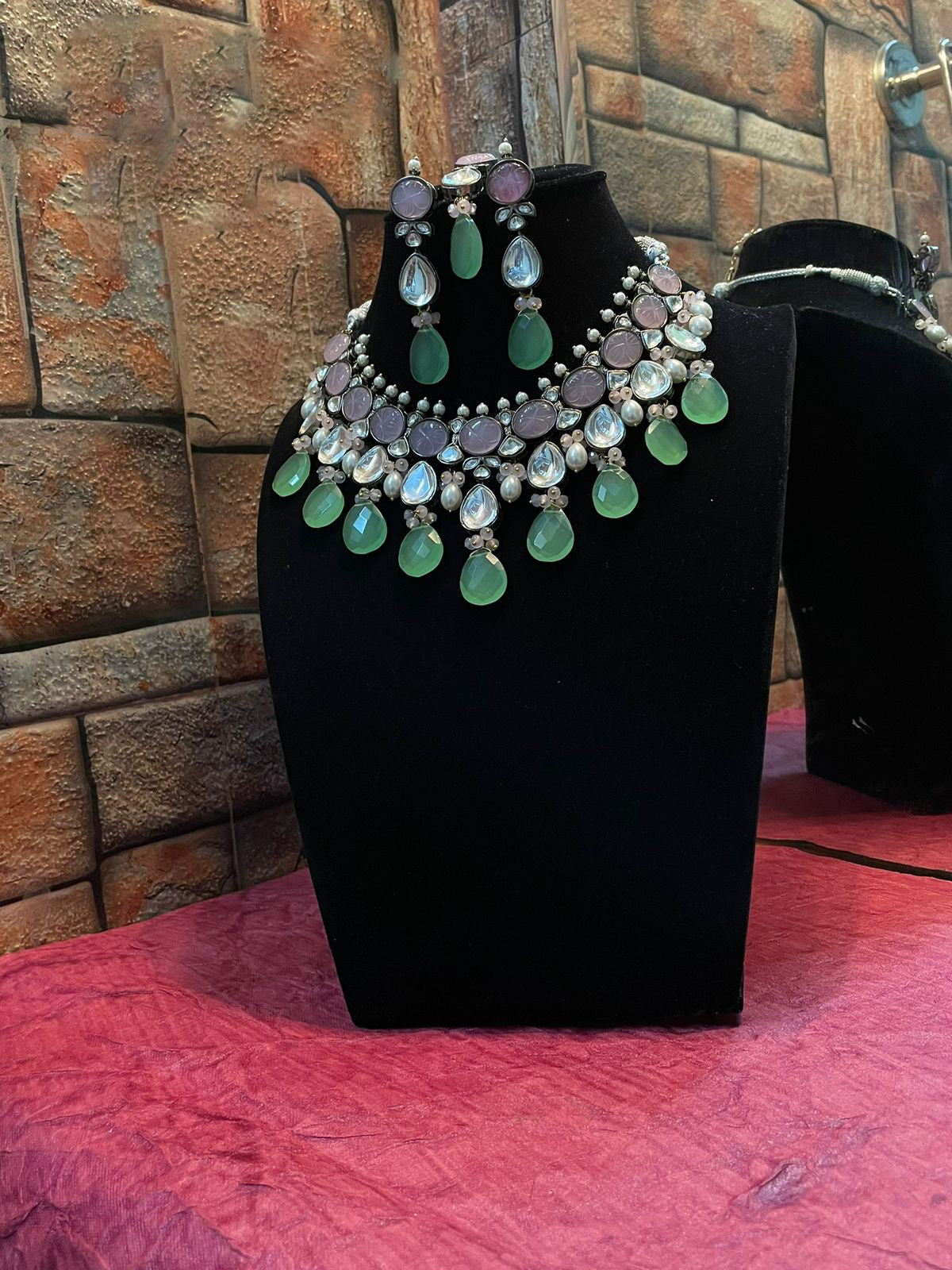 Multi Layer Indian Floral Polki Choker Earrings Set, Indian Polki Choker Set, Pakistani Meenakari Choker Set, Celebrities Polki Jewelry, Bridal Traditional Jewelry Set, Bridal Layered Jewelry Set