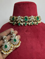 Jaipuri Indian Peacock Inspired Choker Earrings Set, Rajsthani Peacock Design Polki Choker Set, Polki Choker Set, Peacock Indian Jewelry Set