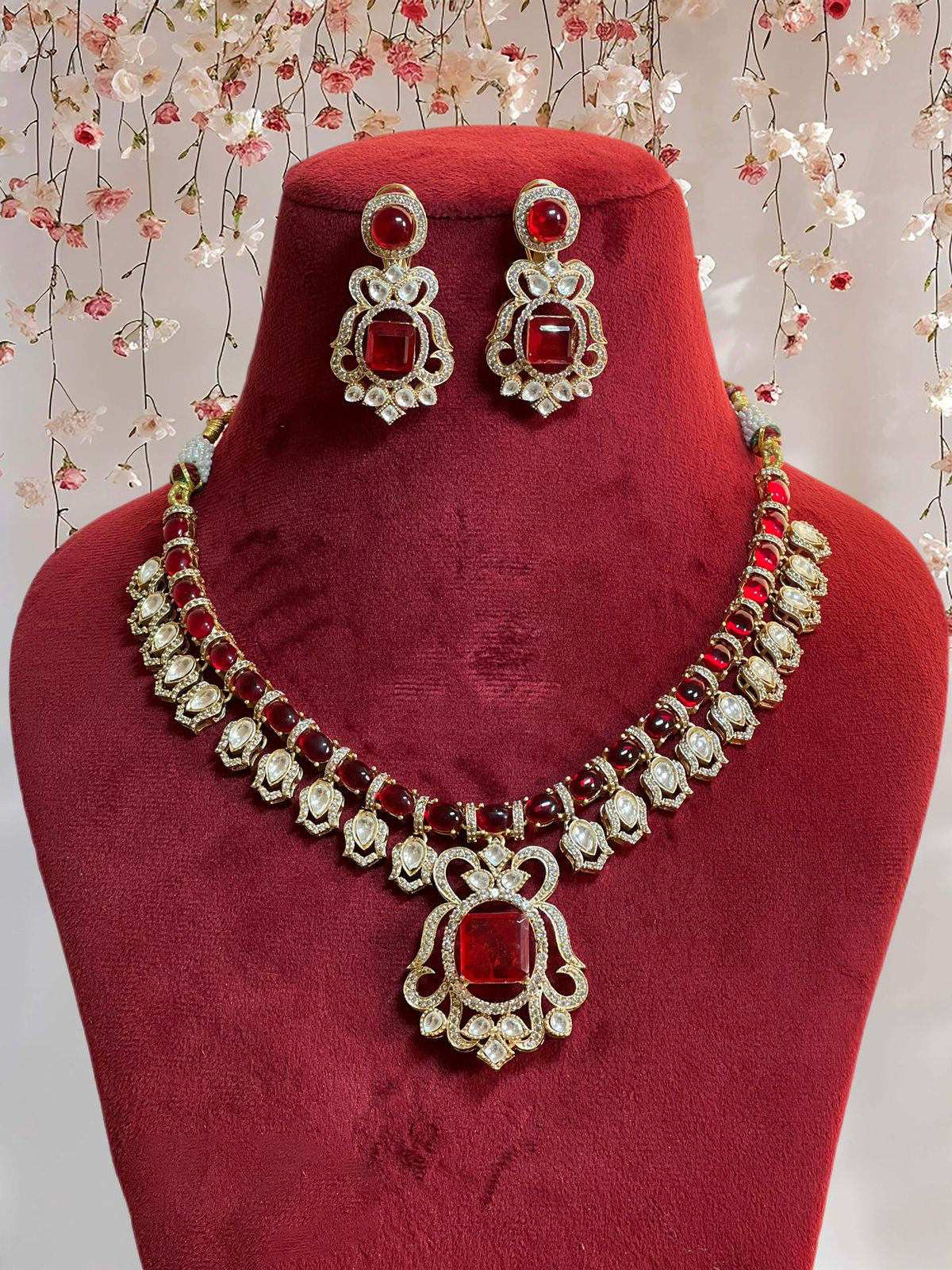 Exquisite Emerald Necklace Matching Earrings Jewelry Set, Indian Emerald Polki Jewelry Set, Indian Wedding Necklace Set, Indian Bridal Set