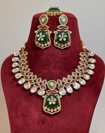 Royal Stunning Meenakari Polki Necklace Earrings Mangtika Set, Indian Royal Meenakri Jewelry Set, Pakistani Polki Necklace Set, Bollywood Meenakari Necklace Set