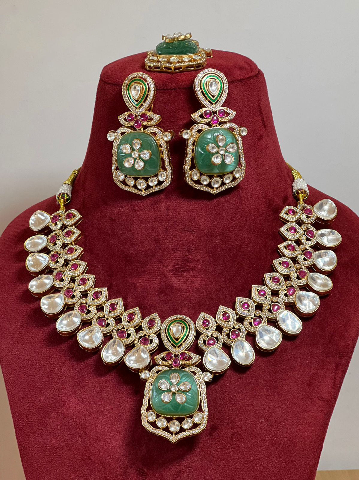 Royal Stunning Meenakari Polki Necklace Earrings Mangtika Set, Indian Royal Meenakri Jewelry Set, Pakistani Polki Necklace Set, Bollywood Meenakari Necklace Set