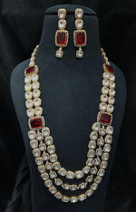 Tripple Layer Polki Statement Necklace Indian Jewelry Set, Tripple Layer Polki Jewelry Set, Indian Layered Polki Necklace Set, Bollywood Polki Statement Jewelry Set, Pakistani Wedding Jewelry Set