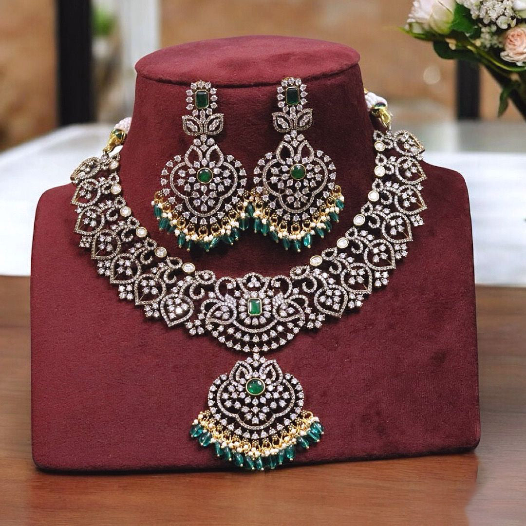 Floral Inspired Punjabi Choker Earrings Set, Heart Floral Polki Jewelry Set, Punjabi Floral Jewelry Set, Punjabi Polki Choker Set