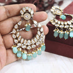 Round Polki Indian Bridal Earrings Set, Indian Polki Earrings Set, Pakistani Wedding Earrings Set, Bollywood Inspired Polki Earrings Jewelry Set