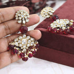 Celebrity Teardrop Wedding Floral Earrings Jewelry Set, Celebrity Inspired Floral Earrings Set, Indian Earrings Set, Pakistani Earrings Set