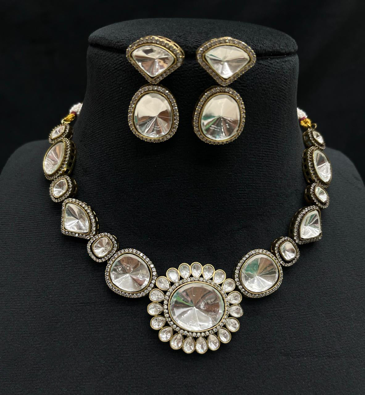 Handcrafted Intricately Designed Polki Indian Choker Set, Bollywood Polki Choker Set, Indian Polki Jewelry Set, Wedding Jewelry Set