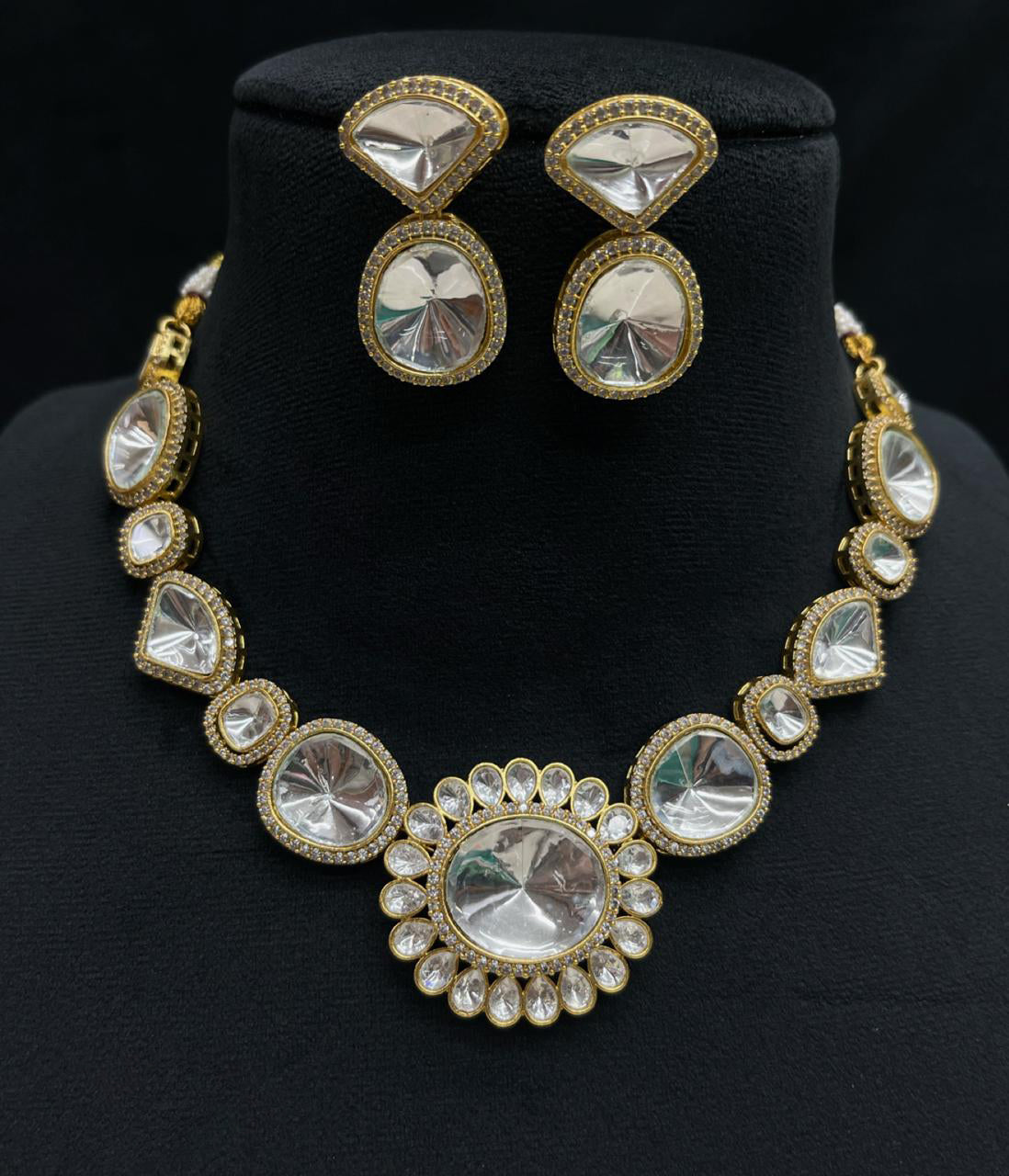 Handcrafted Intricately Designed Polki Indian Choker Set, Bollywood Polki Choker Set, Indian Polki Jewelry Set, Wedding Jewelry Set