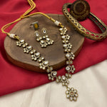 Jaipuri Pearl Beaded Kundan Necklace Earrings Set, Rajsthani Pearl Necklace Set, Jaipuri Kundan Jewelry Set, Indian Kundan Beaded Necklace Jewelry Set