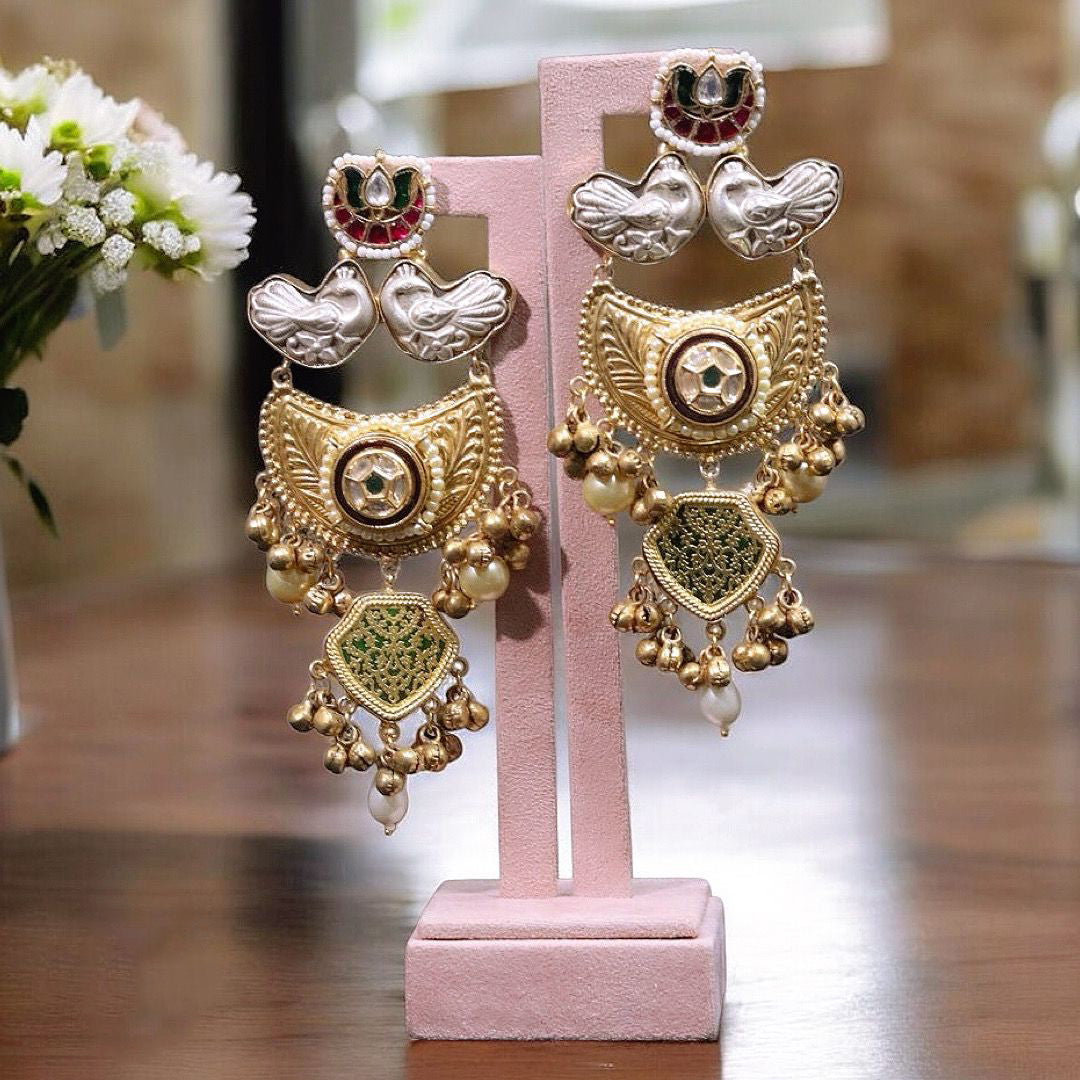 Jaipuri Meenakari Bridal Earrings Set, Rajsthani Traditional Earrings Jewelry Set, Indian Wedding Earrings, Meenakari Jewelry Set