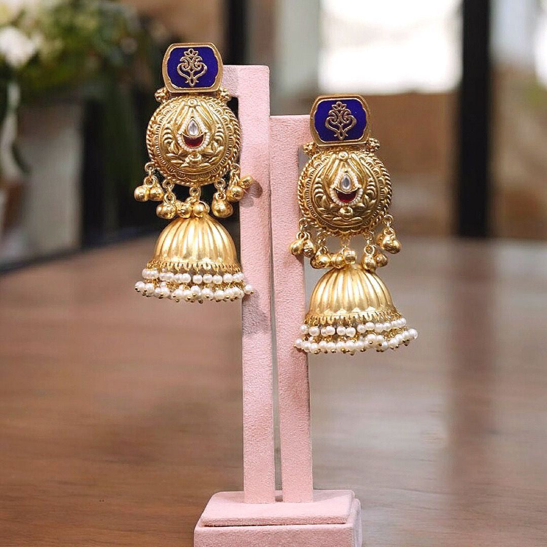 Pakistani Traditional Pearl Jhumki Earrings Set, Pakistani Bridal Kundan Jhumki Set, Indian Jhumki Set, Indian Kundan Jewelry Set