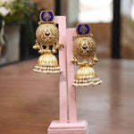 Pakistani Traditional Pearl Jhumki Earrings Set, Pakistani Bridal Kundan Jhumki Set, Indian Jhumki Set, Indian Kundan Jewelry Set