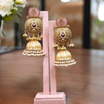 Pakistani Traditional Pearl Jhumki Earrings Set, Pakistani Bridal Kundan Jhumki Set, Indian Jhumki Set, Indian Kundan Jewelry Set